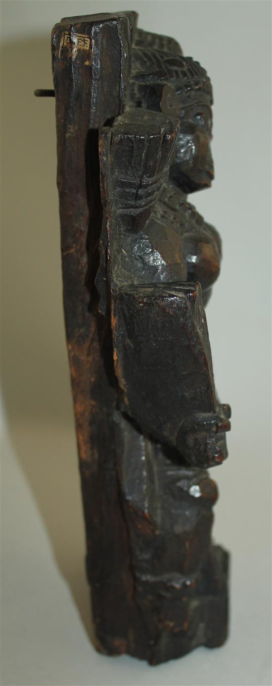 An Indian hardwood figural relief, 18th century or earlier, 28cm, fragment panel